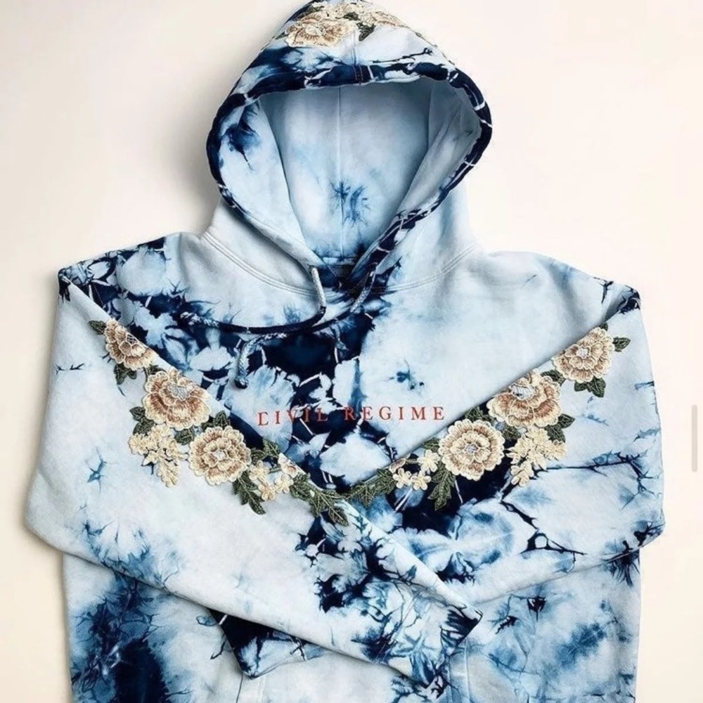 Civil Regime Tie Dye Flower Hoodie in Blue Sky